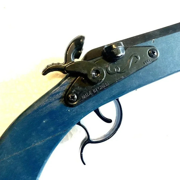 NEW Colonial Classic Double Percussion Wooden Toy Cap Firing Pistol Blue - Picture 6 of 7